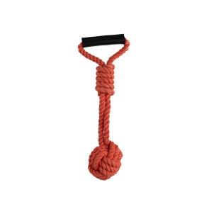 Urbanpaws Rope and Leather Tug Dog Toy - Coral