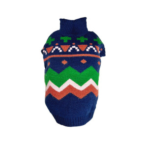 Dog's Life Roll Neck Boho Dog Sweater Navy